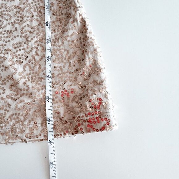 NWT Banana Republic Womens Sequin Blouse Scoop Neck Short Sleeve Rose Gold Small - Picture 5 of 7
